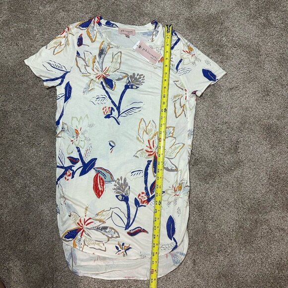 NWT Philosophy Shirt Women’s Small Cream White Floral Print Long Side Slit Soft - Picture 8 of 11